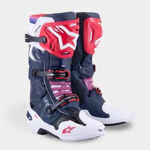 ALPINESTARS PROTECTS Мотоциклетные ботинки Xingyueyezhongyebo T10 Trail, антиударные, гоночная экипировка для всех сезонов, мужские, с вентиляционными отверстиями, синий-красный-белый, размер 44.5
