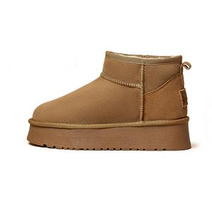 SNOWELF Женские короткие зимние ботинки 4 см серые со скрытым каблуком, цвет Gray Hidden Wedge