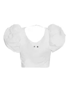 Топ с объемными рукавами и цветочной вышивкой ROTATE BIRGER CHRISTENSEN, белый