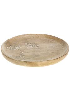 Тарелка TOURS с резьбой, светлое манговое дерево, 25 см Chic Antique
