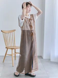 Платье без рукавов из двухсторонней сетки спереди и сзади Ehka Sopo, цвет Mocha