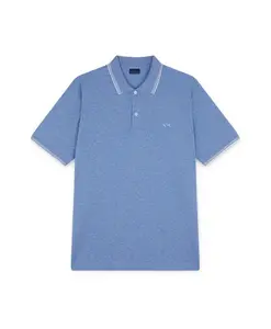 Хлопковая рубашка-поло Jaspã piquã с полосатой отделкой Paul & Shark, синий