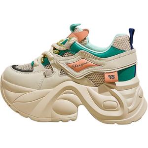 QINGZHUHU Женские оранжевые кроссовки Low top Chunky с сетчатыми вставками, цвет Orange, Mesh