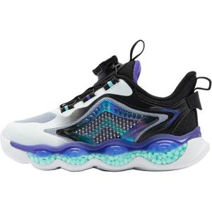 Детские кроссовки с низким верхом, устойчивые к скольжению и износу, для детей 3–7 лет QIAODAN, белый/черный/фиолетовый