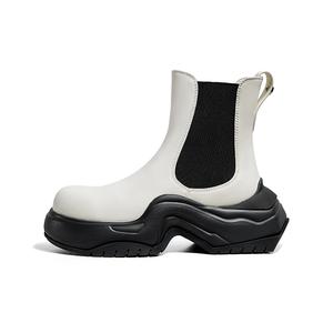 CHERYKALLY Женские бело-черные полусапожки на каблуке 6 см высотой 12 см, цвет White Black