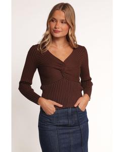 Женский вязаный топ с полускрученными деталями Petal and Pup, Brown