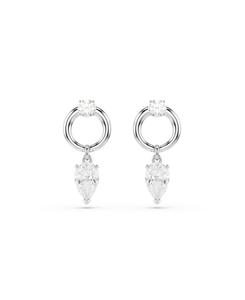 Серьги-подвески Mesmera с родиевым покрытием Swarovski, Silver, Clear