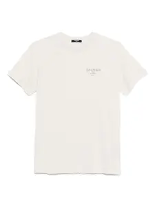 Хлопковая футболка с логотипом Balmain Kids, нейтральный