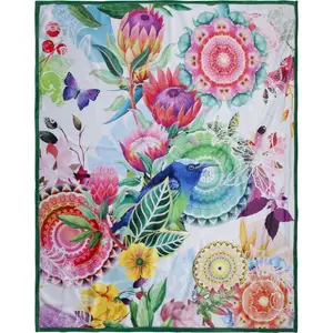 Плед Chess, очень мягкий, уютный, 130x160 см, двухсторонний, мандала, разноцветный, зеленый Hip, Bunt/multi/grün/weiß