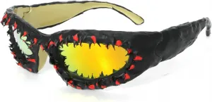 Солнцезащитные очки Melrose Punk для мужчин, в стиле Y2K, хип-хоп, ретро, ​​забавные, для вечеринок, преувеличенные, женские, защитные очки 04029, Gold Black Red