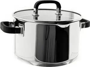 Кастрюля из высококачественной нержавеющей стали с силиконовой ручкой и стеклянной крышкой серебристого цвета, 22 см Almina