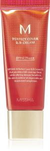 M perfect cover bb cream с высоким фактором защиты от солнца, маленькая упаковка Missha, atspalvis no. 13 bright beige spf 42/pa+++ 20 мл