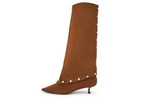 CHARLES&KEITH Маленькие Ck высокие ботинки до колена 4см женские brown