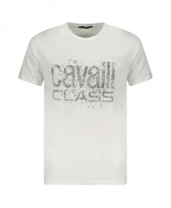 Футболка с броским принтом Cavalli Class, белый