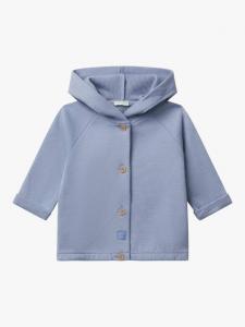 Детский хлопковый худи на пуговицах Benetton, Blue