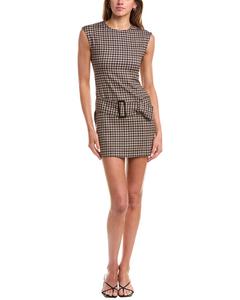 REVERIEE Мини-платье-чехол с поясом, коричневый