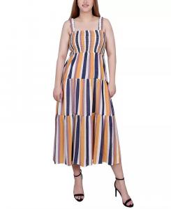 Многоуровневое платье миди Petite со сборками и лифом NY Collection, мультиколор