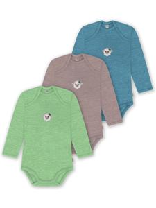 Normani Outdoor Sports Комплект из 3 детских боди с длинными рукавами из мериносовой шерсти, цвет Окленд, синий/розовый/зеленый