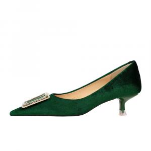 QITUMAUL Женские повседневные туфли на каблуке 4,5 см зеленые, цвет Green[Heel Height 4.5cm]