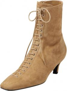 Женские ботильоны FYS с квадратным носком, низкий каблук, короткие ботинки, шнуровка, боковая молния, повседневная обувь, размер 4-16 US, Brown