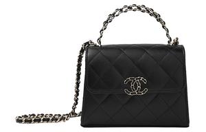 CHANEL Сумка через плечо из зерненой кожи коровы с клапаном, черная, модель Women's Black
