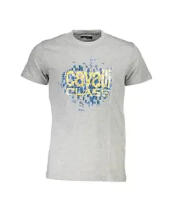 Мужская коричневая хлопковая футболка Cavalli Class, серый