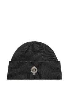 Шерстяная шапка в рубчик с нашивкой-логотипом Samsoe Samsoe, зеленый