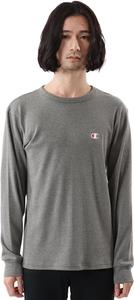 Мужская футболка с длинными рукавами и круглым вырезом Champion, CM4HQ202, влагоотводящая, быстросохнущая, угольно-вереск
