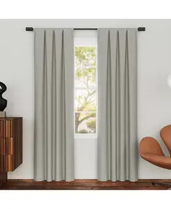 Парсонс, магнитная застежка "ёлочка", 100% затемнение, карманные шторы на штанге Sun Zero, pearl