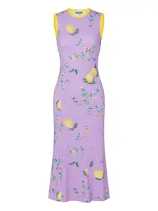 Платье миди с цветочным принтом Moschino Jeans, фиолетовый