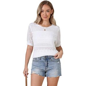 Летний свитер-пуловер с коротким рукавом Inspire Chic, White