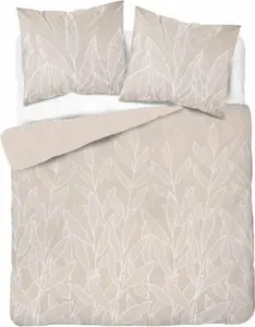 Постельное белье, сатиновое постельное белье, высокое качество 140x200 5087a Бежевый, листья Detexpol