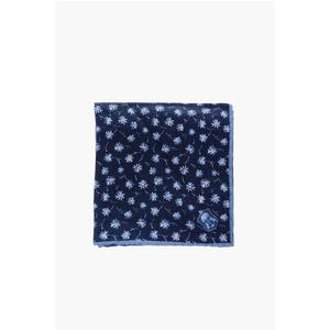 Льняной платок-нагрудник с цветочным узором Corneliani, синий