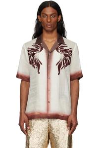 Рубашка с вышивкой в ​​оттенках белого и бордового Dries Van Noten