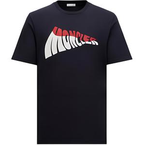 Футболка с принтом логотипа Moncler, темно-синий