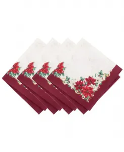 Набор из 4 салфеток с гирляндами из пуансеттий, размер 43 x 43 см Elrene, мультиколор