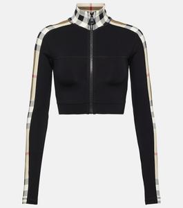 Спортивная куртка из технического джерси в клетку Burberry BURBERRY, черный