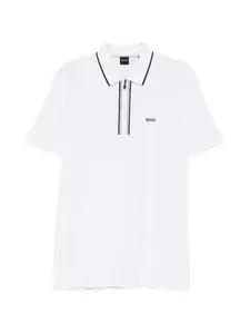 Поло с воротником на молнии Boss, белый
