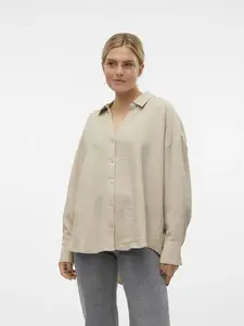 Блуза с длинными рукавами Vero Moda "VMMELANEY QUEENY LS SHIRT WVN NOOS", цвет Overcast Detail:Melange