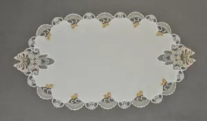 Вышивка Плауэнская дорожка "Бабочка", Плауэнское кружево, Сделано в Германии Stickereien Plauen 95х50 см, зеленый/желтый/белый