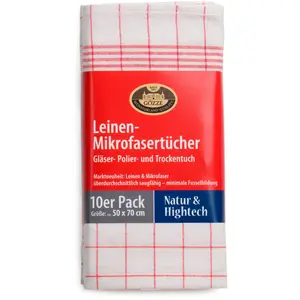 Кухонное полотенце Gözze «Салфетка для очков и полировки, Des. 60053, 50x70 см", (набор, 10 шт.), микрофибра, красный