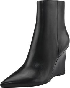 Женские ботильоны, танкетка, высокий каблук, заостренный носок, боковая молния, обувь, выпускной, работа, повседневная носка, размер 37-44 Wo wagas, Schwarz