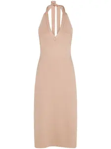 Трикотажное платье миди с вырезом халтер Ferragamo, розовый