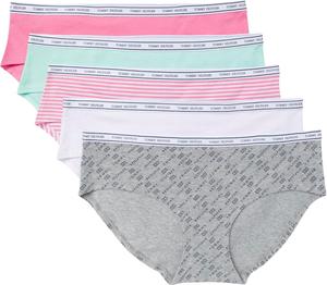 Женские классические хлопковые шорты Tommy Hilfiger с логотипом, упаковка 5 шт., Th Flag Print/Beach Glass/Bright White/Morning Glory/Morning Glory Stripe