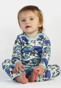 Пижама с длинными рукавами и зимним пейзажем Småfolk, Federal Blue