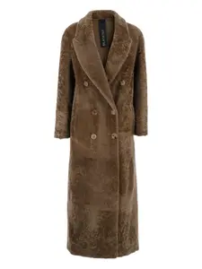 Двубортное пальто из овчины Blancha, коричневый