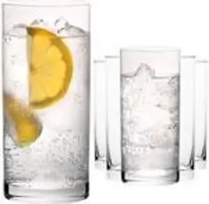 Набор из 6 стаканов Straight Drinking Glasses 250 мл (макс. 300 мл) - стеклянные стаканы для сока, воды, холодного чая - можно мыть в посудомоечной машине PLATINUX