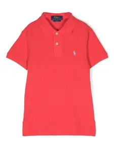 Рубашка поло с короткими рукавами и вышитым логотипом POLO RALPH LAUREN KIDS, красный