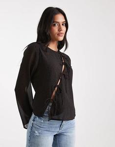 Асимметричный топ ONLY с завязками и коричневым леопардовым принтом