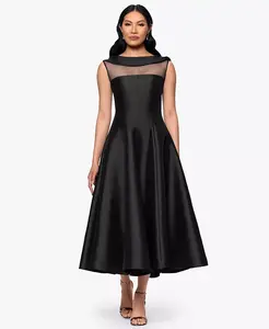 Женское платье А-силуэта с вырезом-лодочкой и бантом на плечах Betsy & Adam, черный